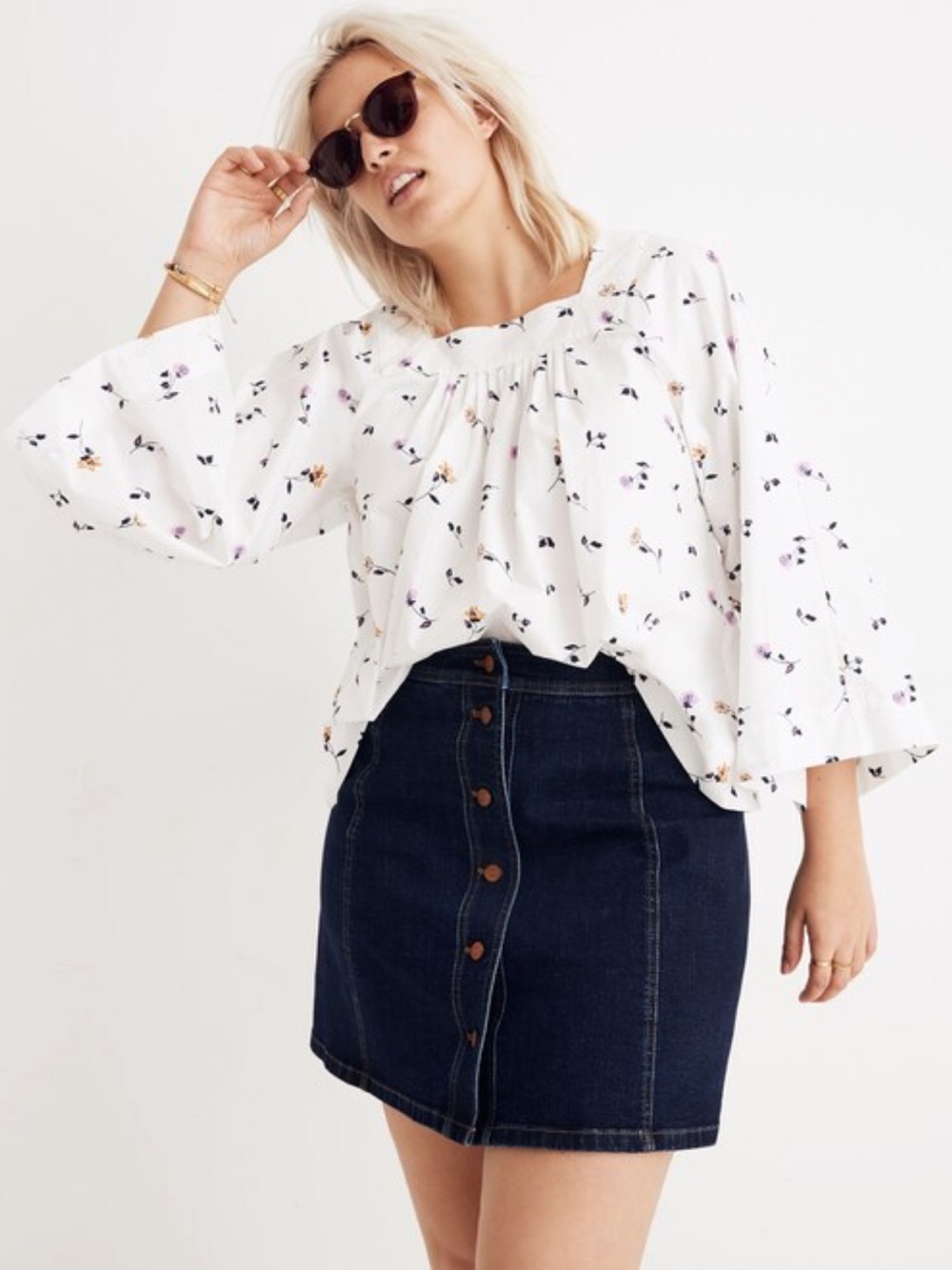 Madewell Square-Neck Blouse Sweet Blossoms